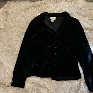Talbots Black Velvet Blouse